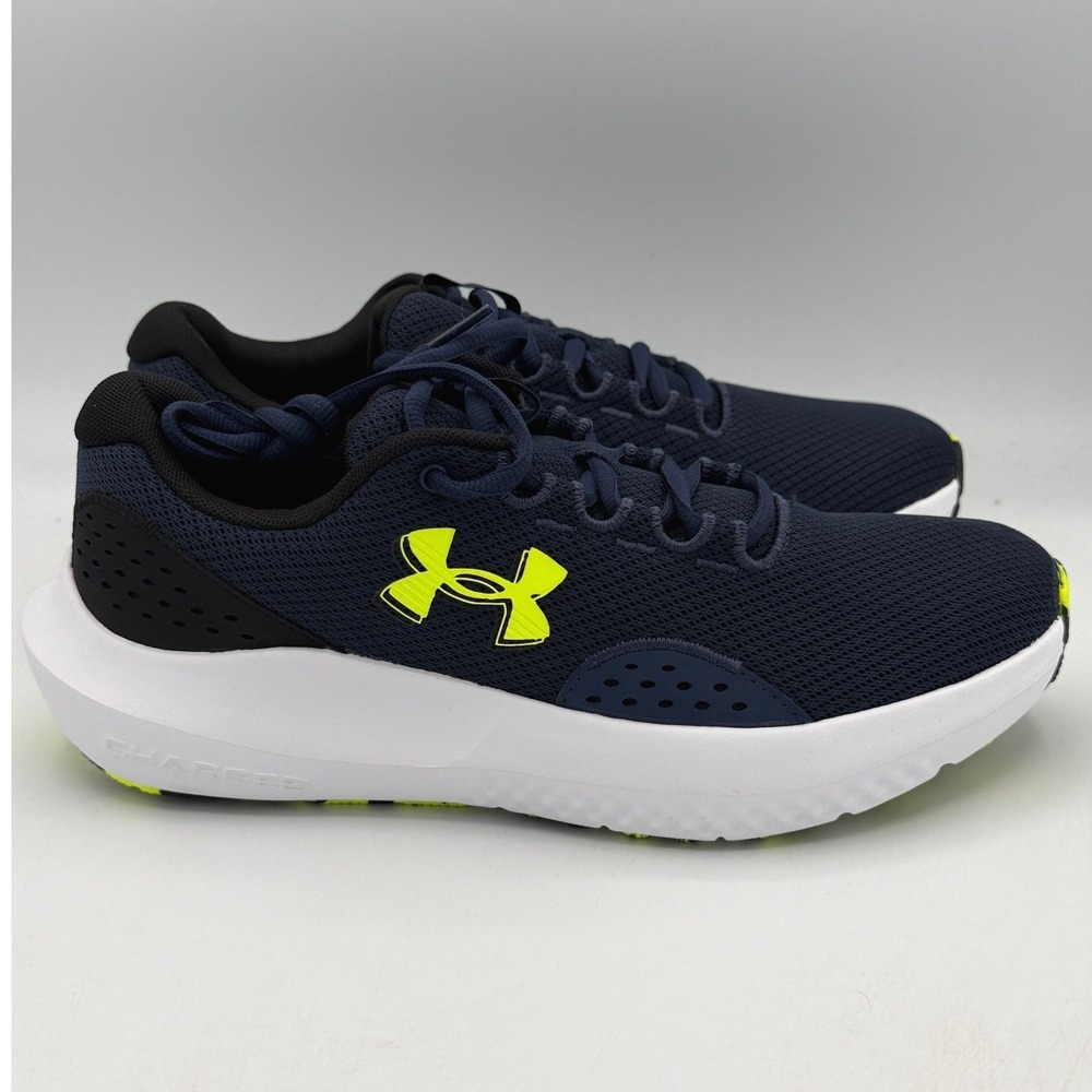 Under Armour Charged Surge 4 Shoes Mens 8 Navy Blue Green Running 3027000 404